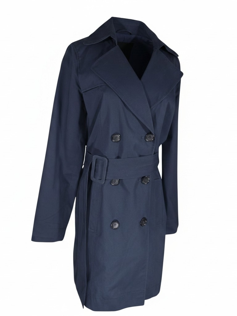 Escada Women's Navy Cotton  Double-Breasted Trench with Belt